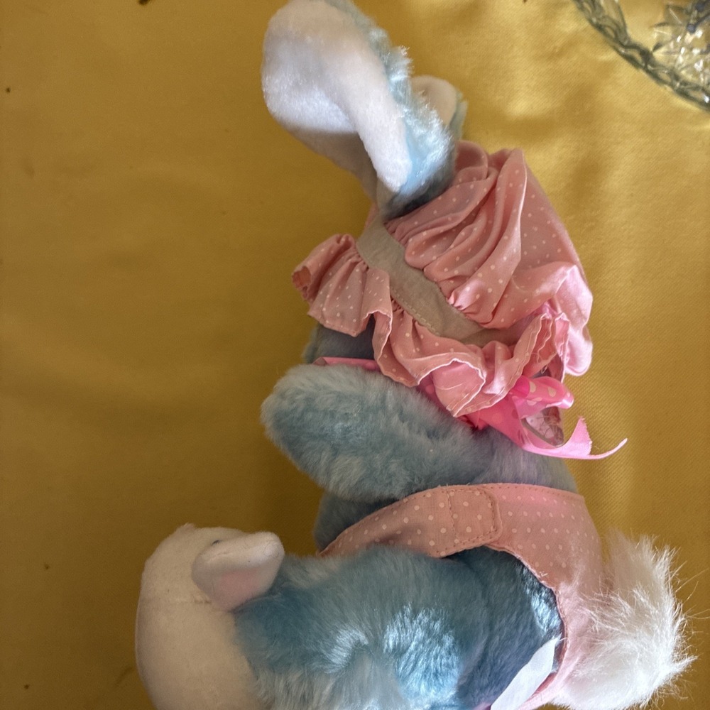1989 FAIRVIEW BUNNY Rabbit BLUE White Feet Plush Stuffed Animal Toy Vintage 10" - Picture 10 of 11